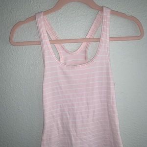 Lulu lemon pink and white striped tank top